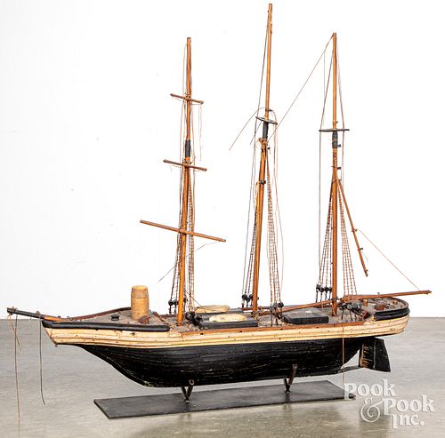 WOOD SHIP MODEL, LATE 19TH C.Wood