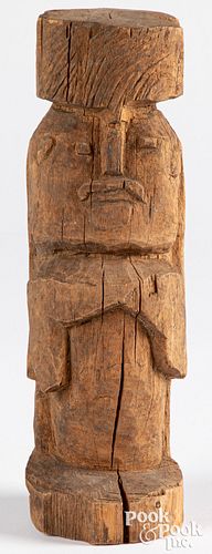 WOOD TOTEM FIGURE OF A MANWood