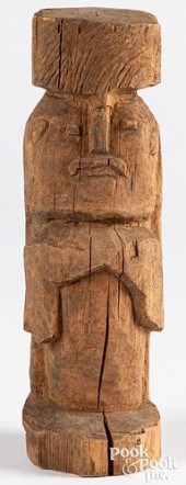 WOOD TOTEM FIGURE OF A MANWood