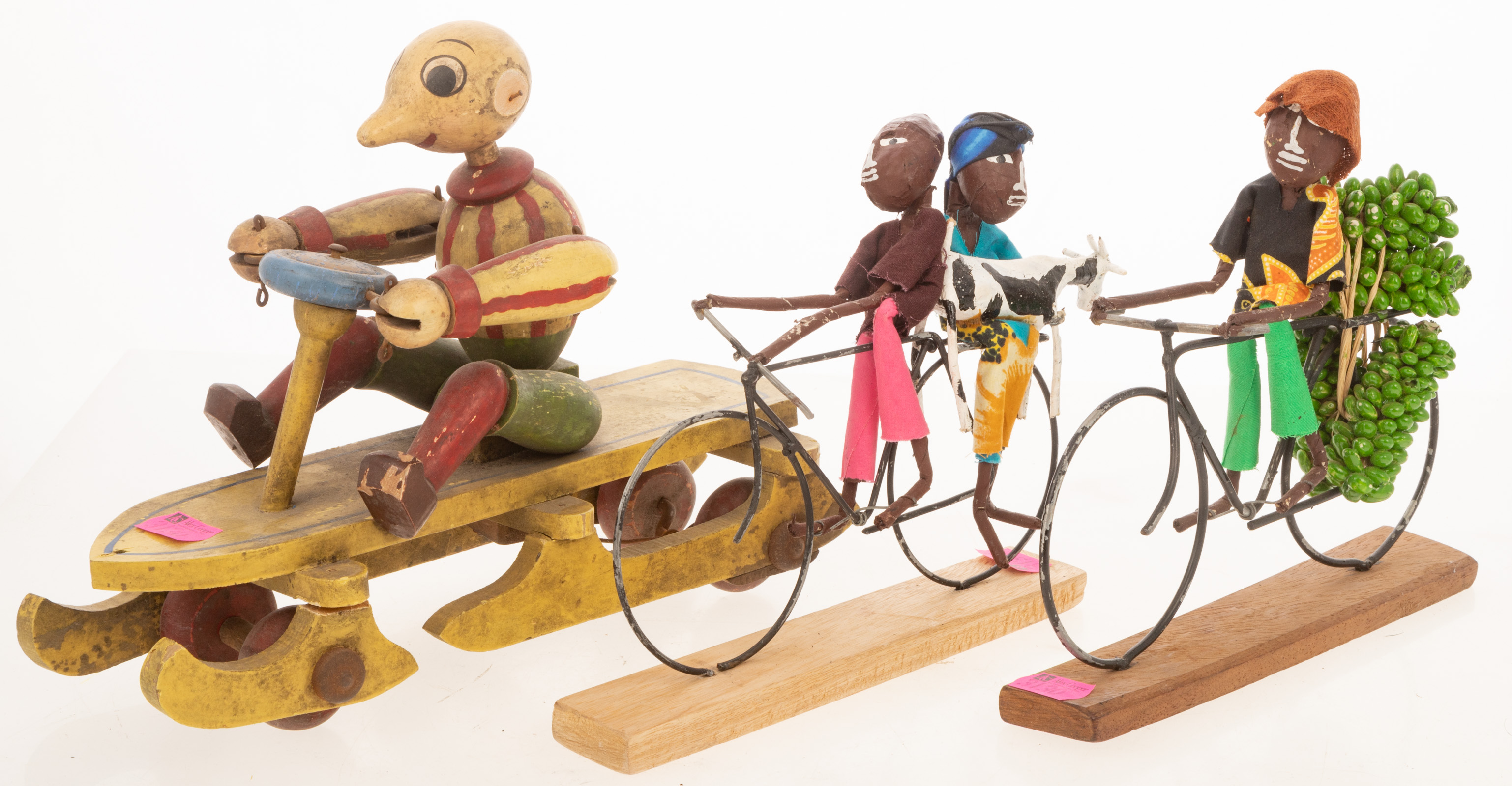 WOOD TOY & TWO FOLK FIGURES Czech