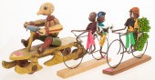WOOD TOY & TWO FOLK FIGURES Cz