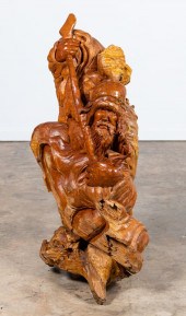 WOOD TREE ROOT CARVING OF MAN