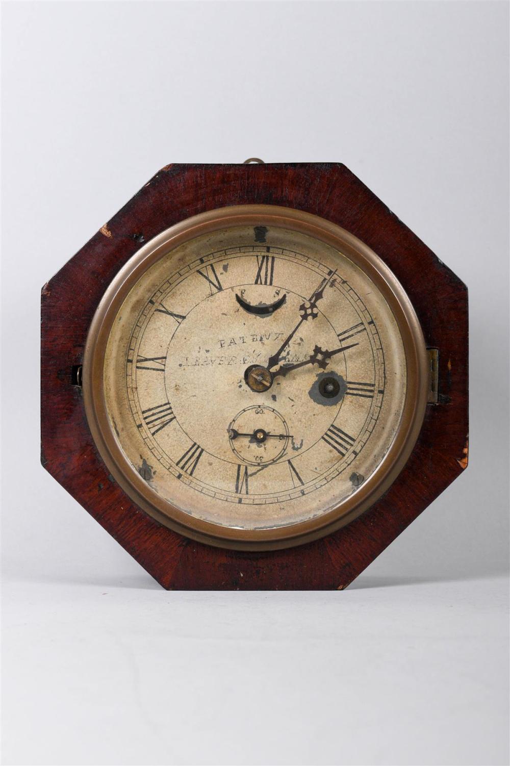 WOOD WALL CLOCK, 19TH CENTURYWOOD