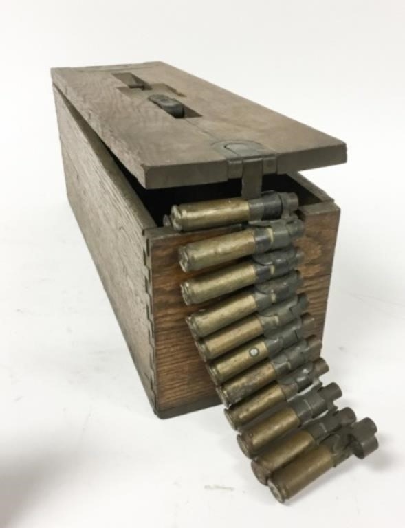 WOODEN AMMUNITION BOX WITH WWII ERA