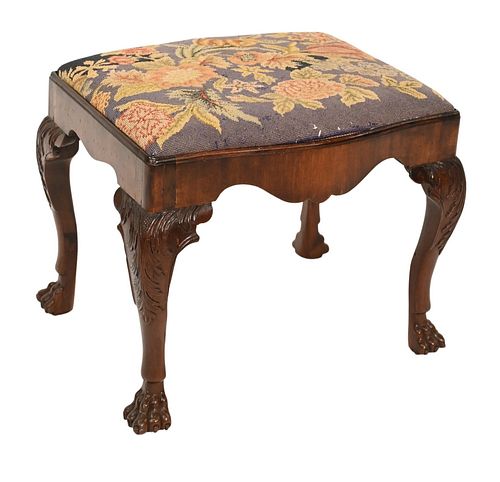 WOODEN BENCH, HAVING NEEDLEPOINT
