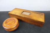 WOODEN BOXES, ROUND BOX SIGNED