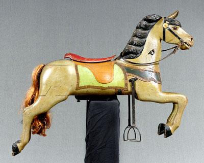 Wooden carousel horse, carved and