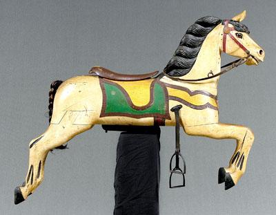 Wooden carousel horse, carved and