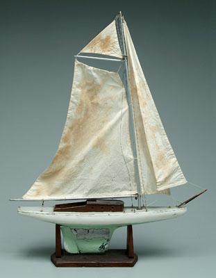 Wooden cutter rigged pond sailer,