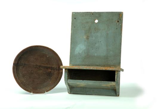 WOODEN DISH AND HANGING SHELF. 