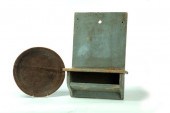 WOODEN DISH AND HANGING SHELF.