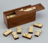 WOODEN DOMINO BOX LATE 19TH CE