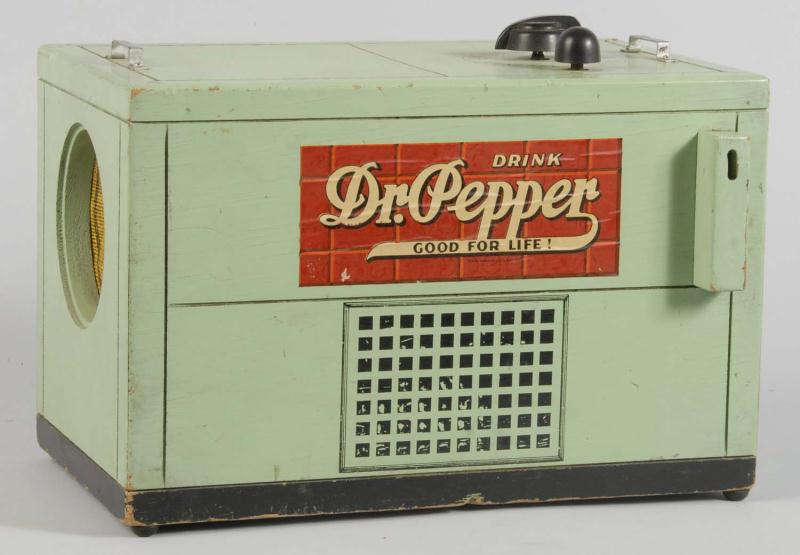 Wooden Dr. Pepper Cooler Radio. 