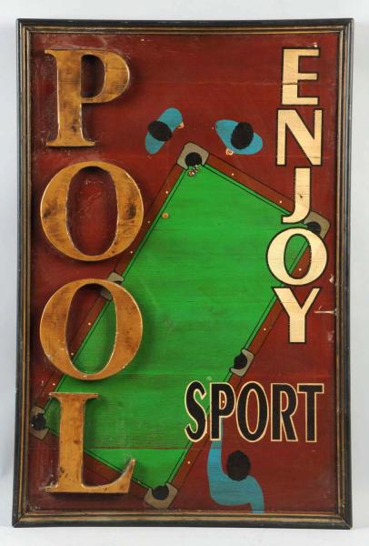 Wooden Enjoy Pool Sign.  1930s to