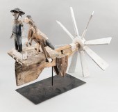 WOODEN FARMER AND HORSE WHIRLI
