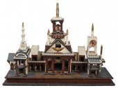WOODEN FOLK ART BUILDING MODEL