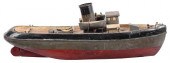 WOODEN FOLK ART TUG BOAT SHIP