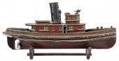 WOODEN FOLK ART TUG BOAT SHIP