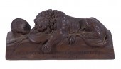 WOODEN "LION OF LUCERNE" SCULP