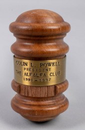 WOODEN MALLET AND MEDAL FROM T