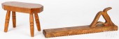 WOODEN MANGLE, TOGETHER WITH A