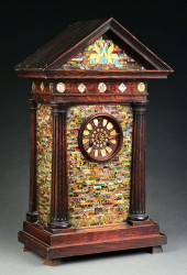 WOODEN MANTEL CLOCK W/ TIFFANY