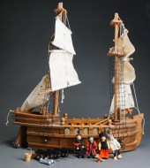 WOODEN MODEL SHIP WITH MODEL S