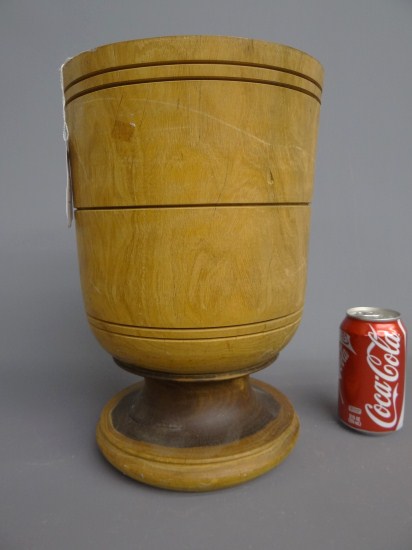 Wooden mortar. 13'' Ht.