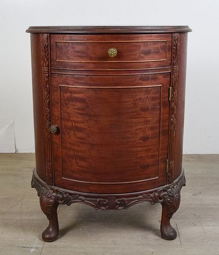 WOODEN OVAL SIDE TABLEOne drawer