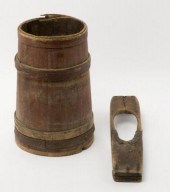 WOODEN PAIL, CA. 1880 & BOOT J