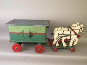 WOODEN PULL TOY MILK WAGON & H