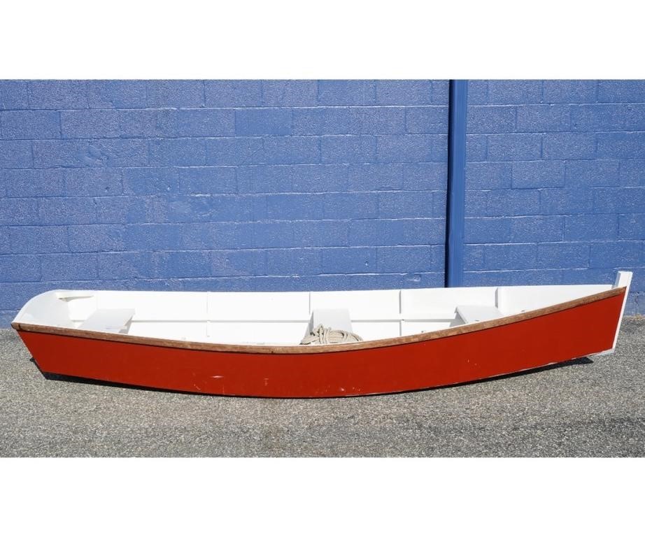 Wooden rowing plywood skiff,