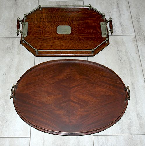 WOODEN SERVING TRAYSA pair of
