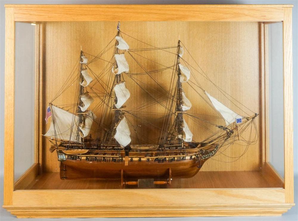 WOODEN SHIP MODEL OF U.S.S.