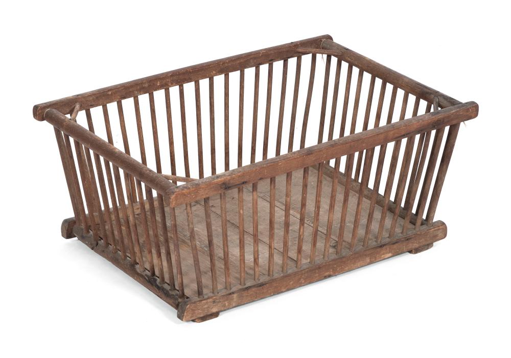 WOODEN-SPINDLED CHEESE BASKET