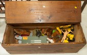 WOODEN TOY BOX & CONTENTS Cont