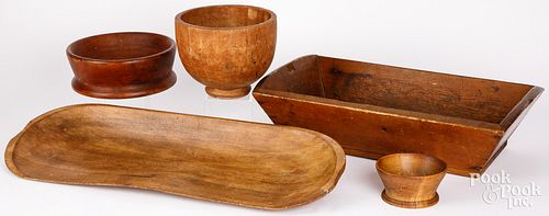 WOODEN TRENCHER, DOUGHBOX, AND