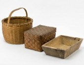 WOODEN TRENCHER, MOHAWK BASKET