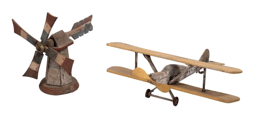 WOODEN WINDMILL AND AIRPLANE