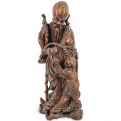 WOODEN XIAN FIGUREDESCRIPTION: