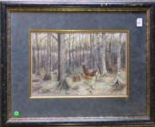 WOODLAND WATERCOLOR WITH DEER