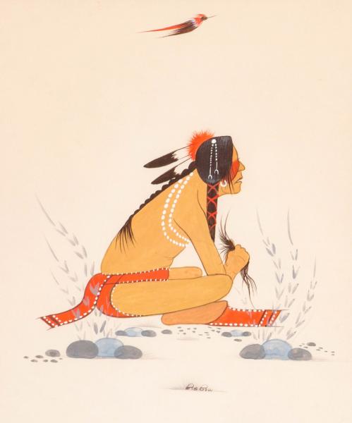 WOODY BIG BOW (1914-1988) GOUACHE