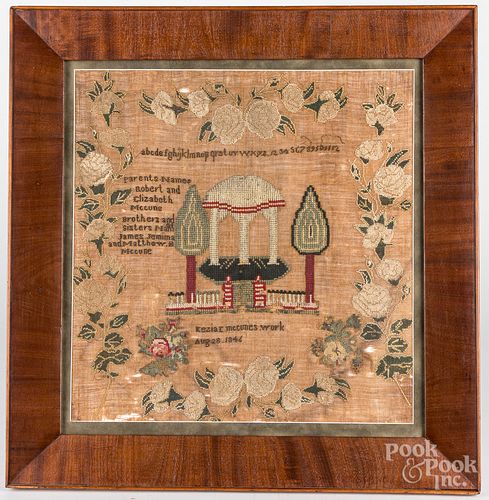 WOOL ON LINEN SAMPLER, DATED