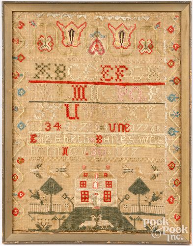WOOL ON LINEN SAMPLER, DATED