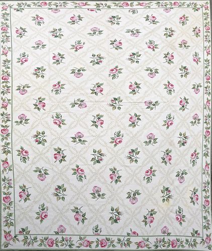 WOOL ROSE NEEDLEPOINT CARPET,