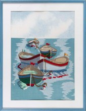WOOLWORK PICTURE OF MOORED DOR