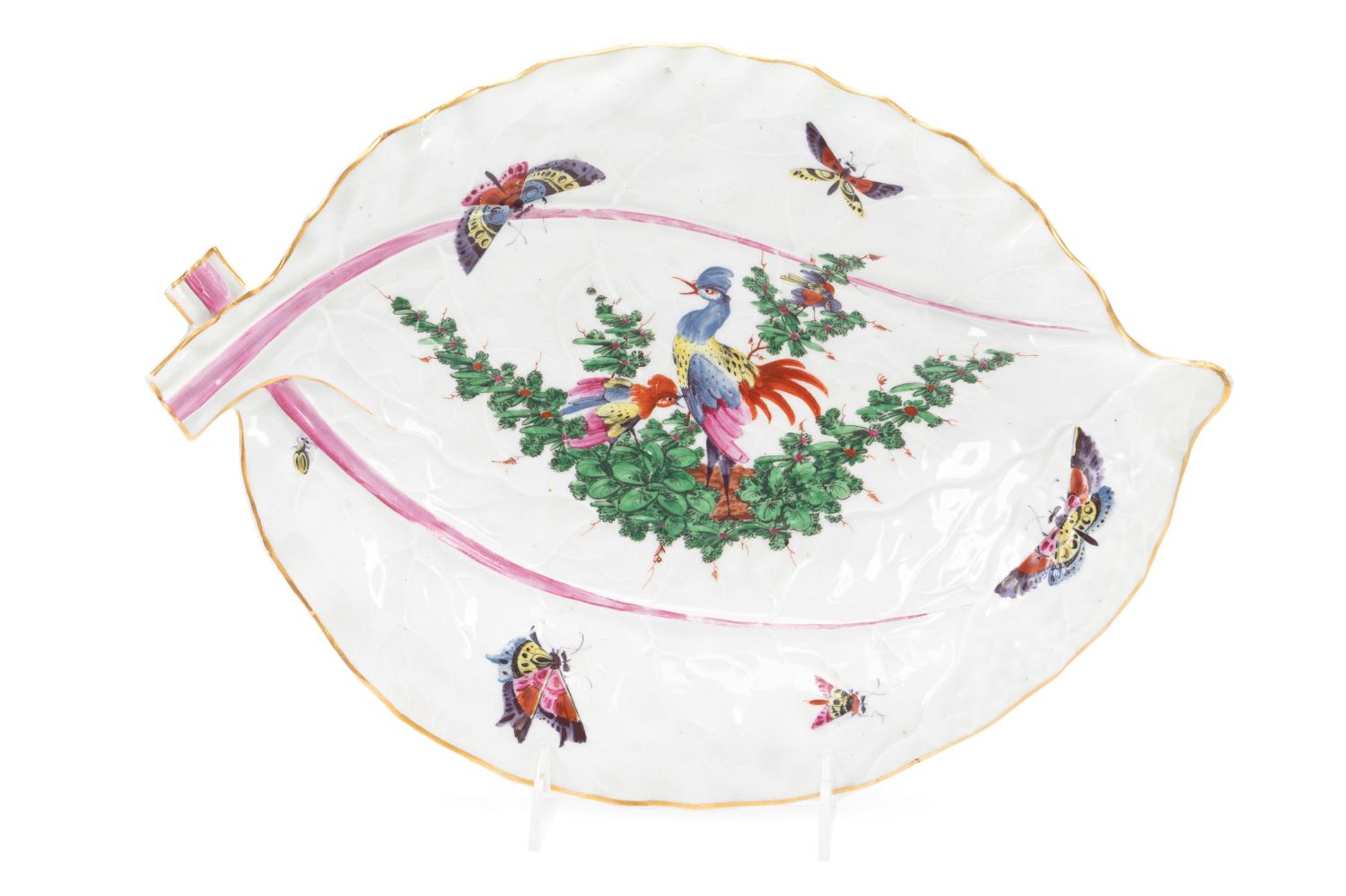 WORCESTER EXOTIC BIRDS LEAF DISH,