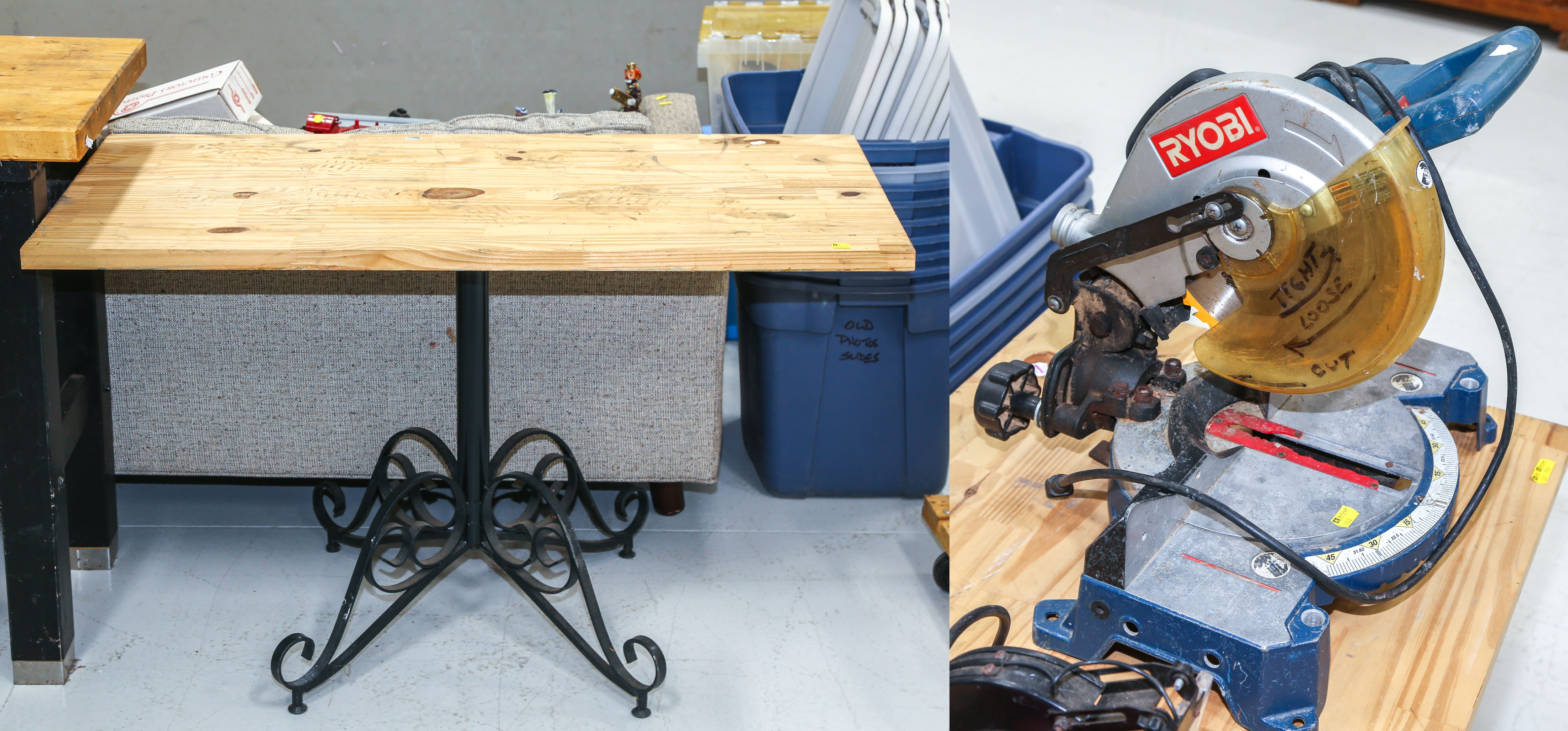 WORK TABLE WITH METAL BASE With