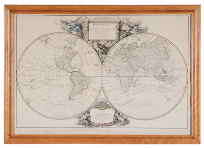 World Map Paris, 18th century,