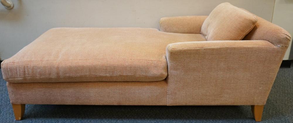 WOVEN CHECK UPHOLSTERED CHAISE